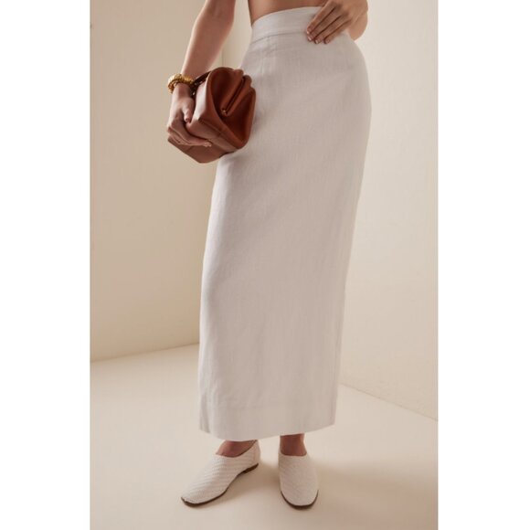 Posse Exclusive Emma Linen Maxi Skirt in Ivory - Picture 3 of 5